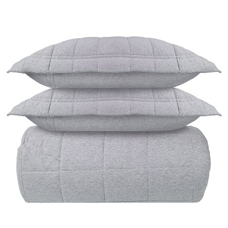 Kit Cobreleito King Size Mescla 3 Peças Lynel Cinza
