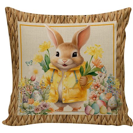 Capa para Almofada Páscoa 40x40cm Florista Amarelo
