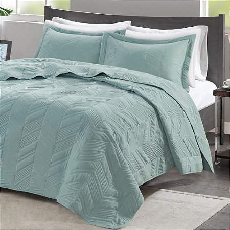Colcha Queen Size 300 Fios Corttex Ouro 3 Peças Verde