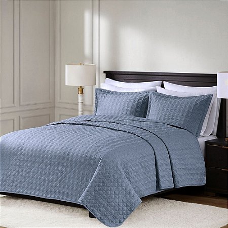 Colcha Queen Size Corttex Lyon 3 Peças Azul