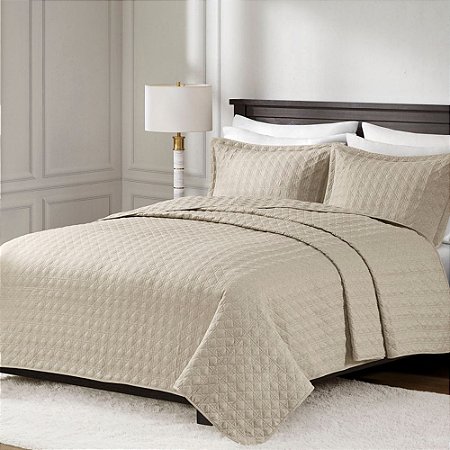 Colcha King Size Corttex Lyon 3 Peças Bege
