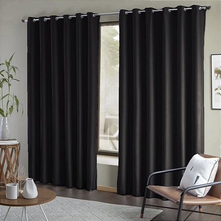 Cortina Blackout de Tecido Liso 4.00 x 2.30 Mts Vivalutex Lisboa Preta