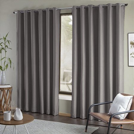 Cortina Blackout de Tecido Liso 4.00 x 2.30 Mts Vivalutex Lisboa Grafite