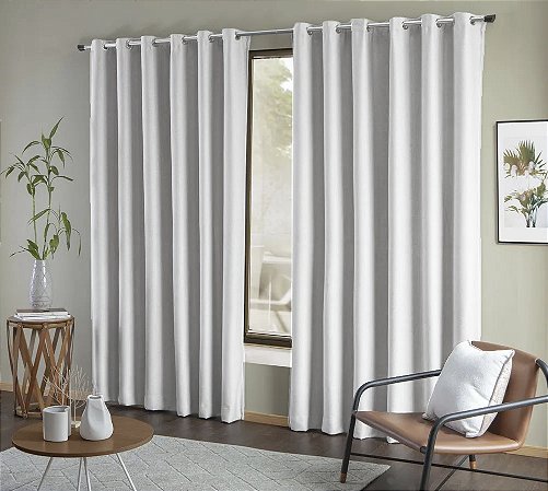 Cortina Blackout de Tecido Liso 4.00 x 2.50 Mts Vivalutex Lisboa Branco