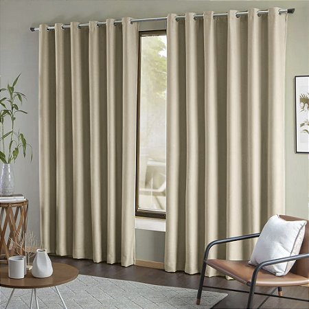 Cortina Blackout de Tecido Liso 2.60 x 1.80Mts Vivalutex Lisboa Bege