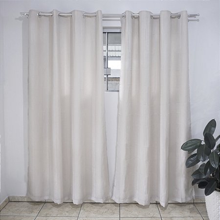 Cortina Linho Strip Voil com Forro 3.00 x 2.30 Mts Vivalutex Lotus Bege