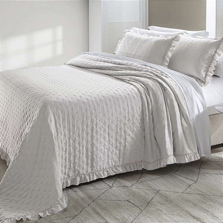 Colcha Queen Size 200 Fios Corttex Celine 3 Peças Bege
