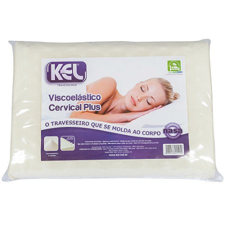 Travesseiro Nasa Cervical Plus Viscoelástico Kel 42 x 60 x 11,5cm Poliuretano
