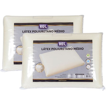 Kit 2 Travesseiros Látex Suporte Médio Kel 40 x 60 x 12cm Poliuretano