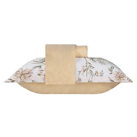 Jogo de Lençol e Fronha Casal Bella Enxovais Malha 100% Algodão 3 Peças Cloud Penélope