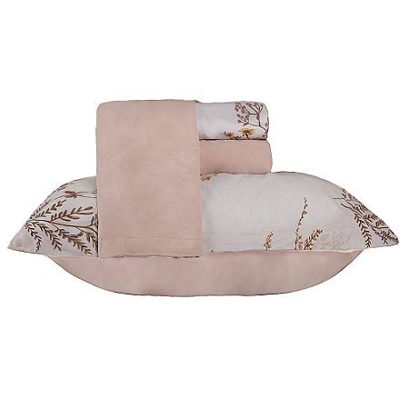 Jogo de Cama Queen Size Bella Enxovais Malha 100% Algodão 4 Peças Cloud Gaby