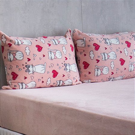 Jogo de Lençol e Fronha Queen Size Bella Enxovais Plush 3 Peças Marie