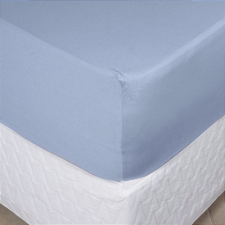 Lençol Solteiro Malha Aletex Azul
