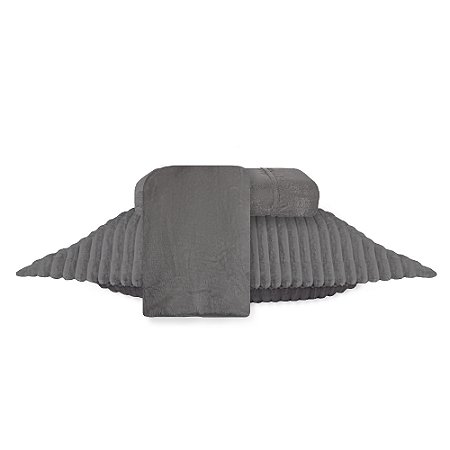 Jogo de Cama Solteiro Plush 3 Peças BBC Têxtil Chumbo