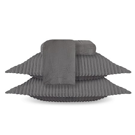 Jogo de Cama King Size Plush 4 Peças BBC Têxtil Chumbo