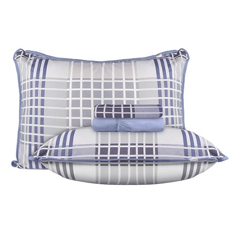 Jogo de Cama King Size Malha 4 Peças BBC Têxtil Azul