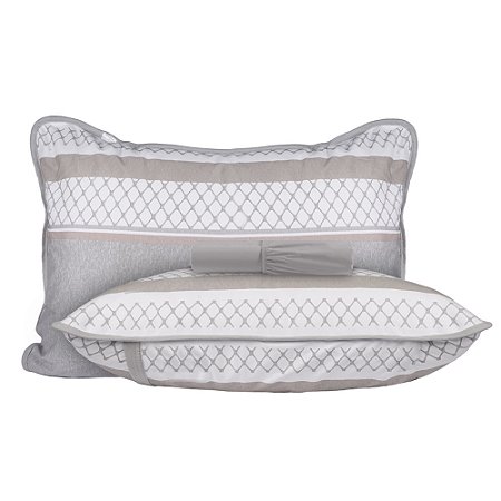 Jogo de Cama Queen Size Malha 3 Peças BBC Têxtil Cinza