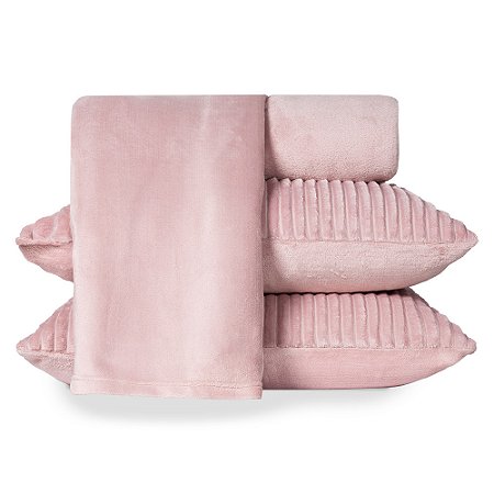 Jogo de Cama Queen Size Plush 4 Peças BBC Têxtil Rosa