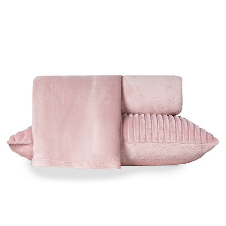 Jogo de Cama Solteiro Plush 3 Peças BBC Têxtil Rosa