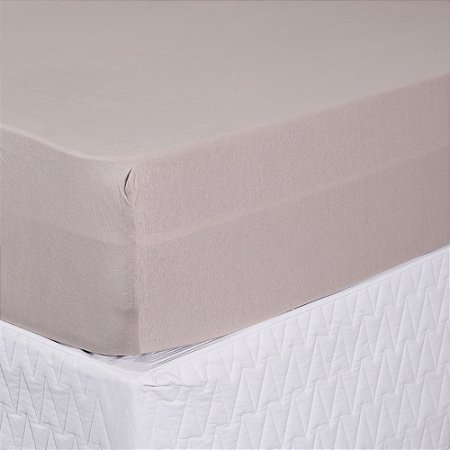 Lençol Queen Size Malha BBC Têxtil Cáqui
