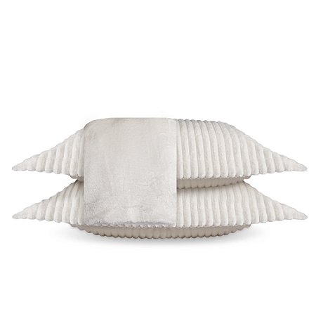 Jogo de Cama Queen Size Plush 3 Peças BBC Têxtil Marfim