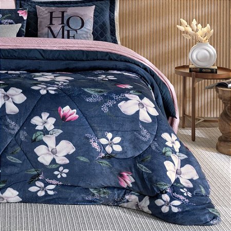 Edredom Queen Size Plush Hedrons Inove Aimee