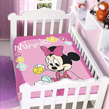 Manta Bebê Jolitex Raschel Minnie Brincando Rosa