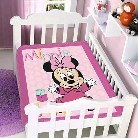 Manta Bebê Jolitex Raschel Minnie Patinho Rosa