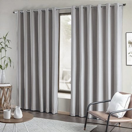 Cortina Blackout de Tecido Liso 4.00 x 2.50 Mts Vivalutex Lisboa Cinza