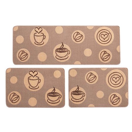 Jogo de Tapetes para Cozinha 3 Peças Jolitex Menu Cappuccino