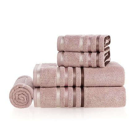 Jogo de Toalhas de Banho 5 Peças Karsten Lumina 500 g/m² Rosa