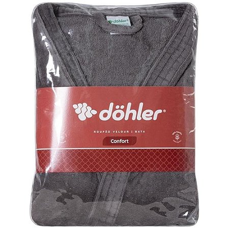 Roupão Aveludado Quimono com Manga Dohler Tamanho G Grafite