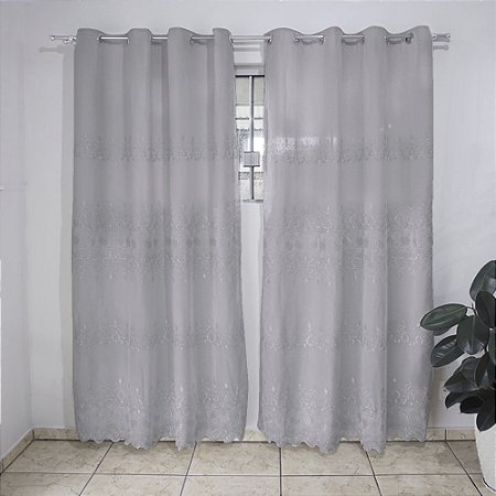 Cortina Para Quarto ou Sala Liz 280x180cm Cinza