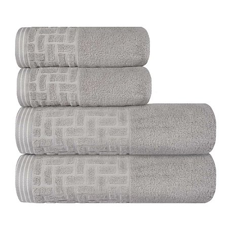 Jogo de Toalhas de Banho 4 Peças Super Soft Zero Twist Corttex Geométrico 500 g/m² Cinza