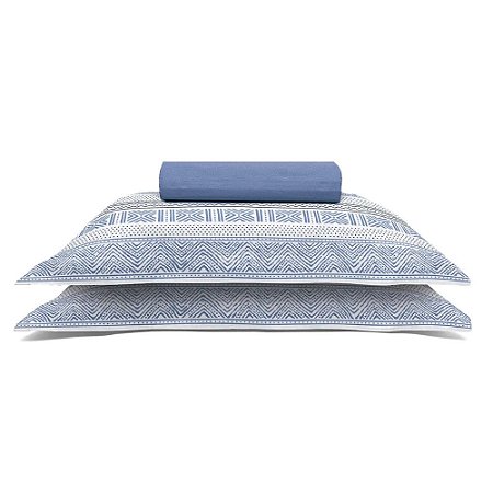 Jogo de Cama Queen Size Buettner 150 Fios 3 Peças Azul Índigo