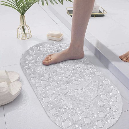 Tapete para Box Emborrachado Antiderrapante 66x36cm PezinhosTransparente