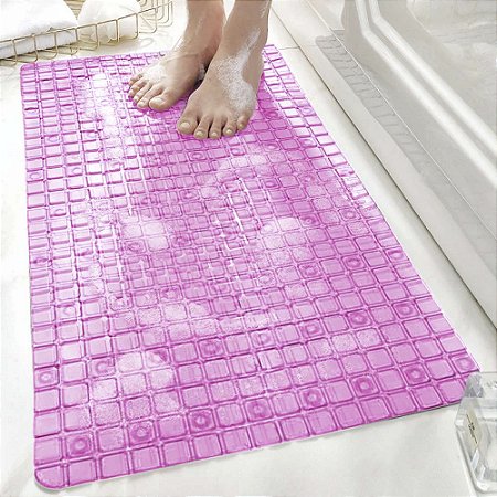 Tapete para Box Emborrachado Antiderrapante 68x38cm Rosa