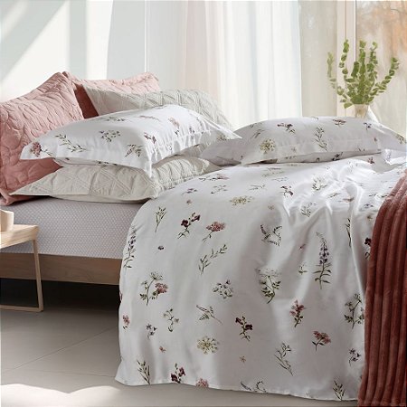 Jogo de Cama King Size 300 Fios 4 Peças Corttex Living Art Flores