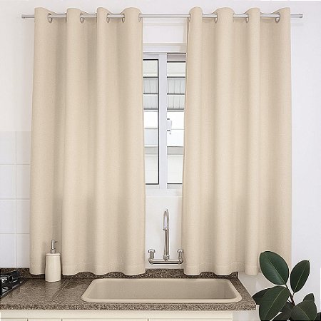 Cortina para Cozinha Voil e Forro 280x120cm Luna Bege