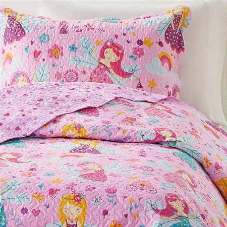 Colcha Solteiro Infantil Corttex Studio Mix 2 Peças Fadinhas