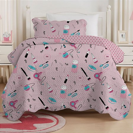 Colcha Solteiro Infantil Corttex Studio Mix 2 Peças Maquiagem