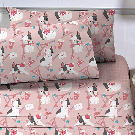 Jogo de Cama Solteiro Infantil Corttex Studio Mix 3 Peças Dog