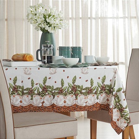 Toalha de Mesa Retangular 6 Lugares Hiper Têxtil Facile Café