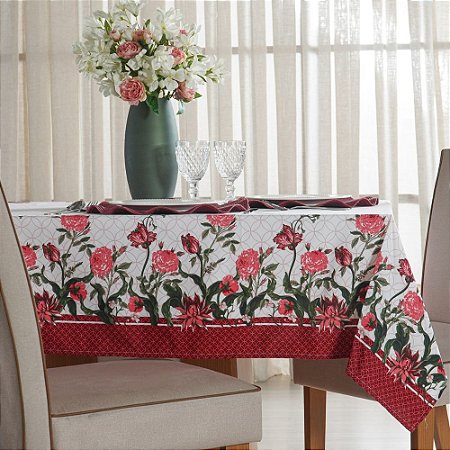 Toalha de Mesa Retangular 10 Lugares Hiper Têxtil Facile Floral