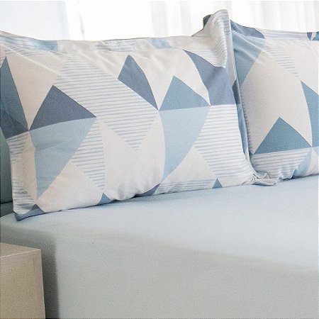 Jogo de Lençol e Fronha Queen Size Bella Enxovais Malha 100% Algodão 3 Peças Cloud Levi