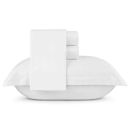 Jogo de Cama King Size 400 Fios 100% Algodão 4 Peças Bella Enxovais Branco