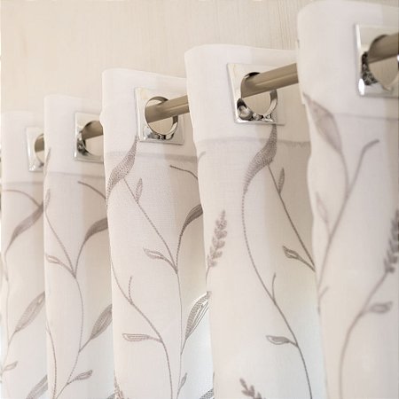 Cortina Bordada Voil com Forro 500x250cm Bella Enxovais Angela