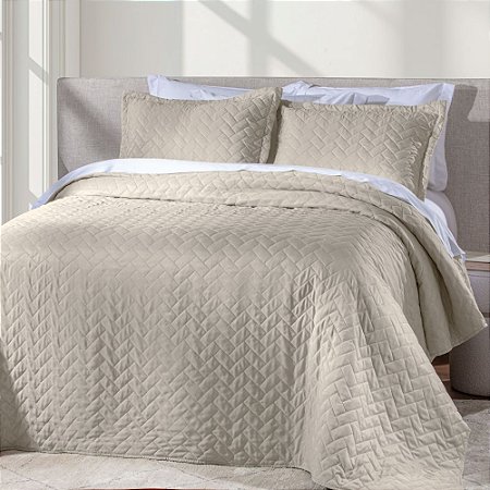 Colcha Queen Size Corttex Mônaco 3 Peças Bege