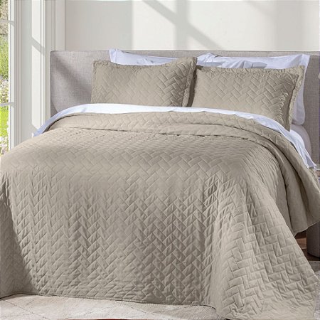 Colcha Queen Size Corttex Mônaco 3 Peças Taúpe