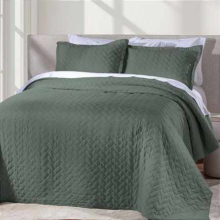 Colcha King Size Corttex Mônaco 3 Peças Verde
